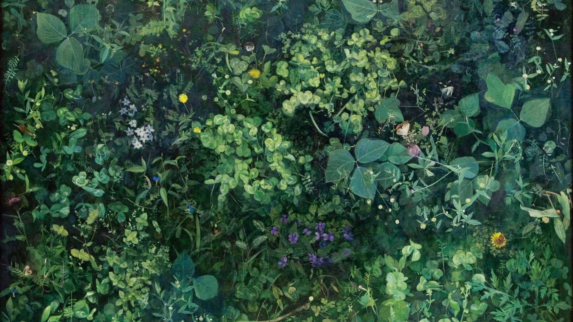 植物一面の油彩画